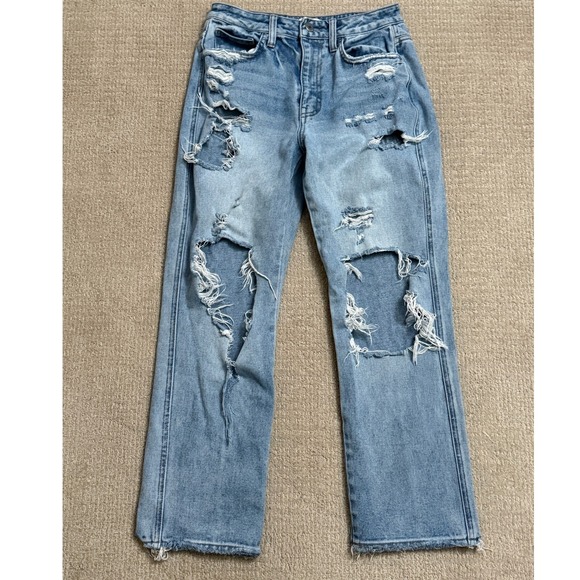 Flying Monkey Denim - Flying Monkey‎ Distressed Ripped Jeans Ultra High Rise Straight Leg Size 26